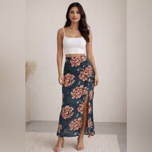 Charlotte Russe Maxi Skirt - teal blue and Pink XS